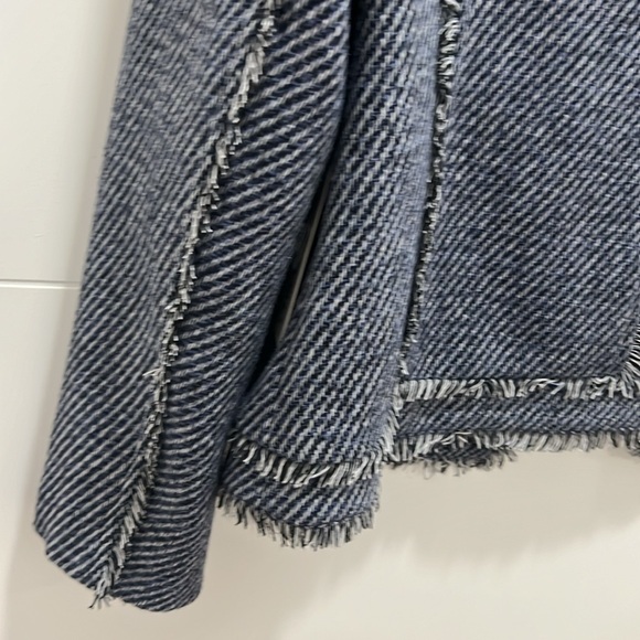 Chico’s Blue Tweed Jacket Open Front W/ Silver Buttons Size 8 Medium NWT - Picture 7 of 11